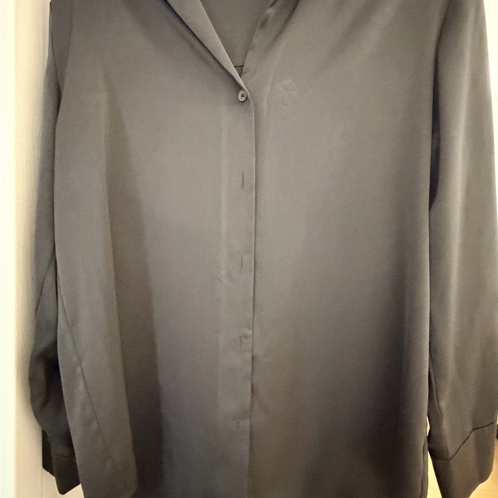 Women’s Black Button-Up Shirt - Classic Long Sleeve
